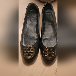 Tory Burch Black  Mini Travel Ballet Leather Flats